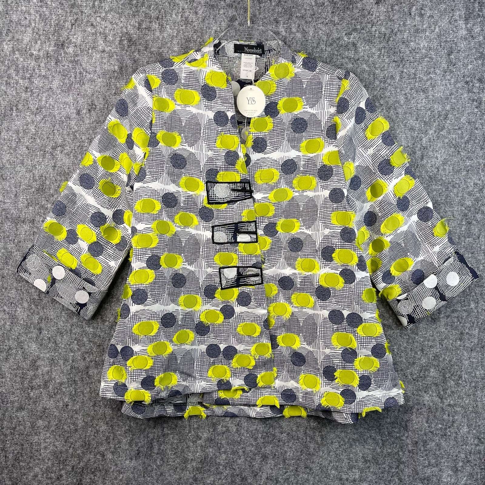 Moonlight Y & S Fashion Design Womens Dot Swing Jacket Size Small Green Gray
